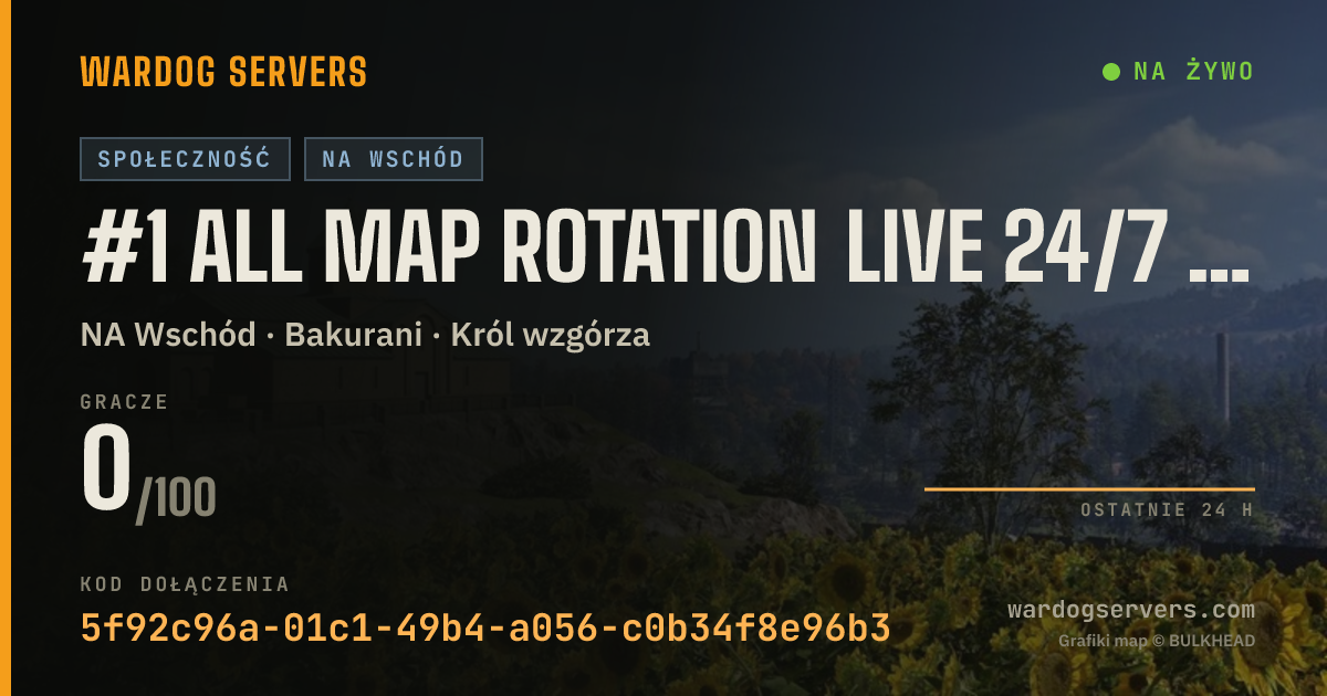 Baner ze statusem na żywo: #1 All Map Rotation live 24/7 Cash & BonusXp