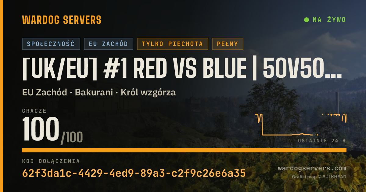 Baner ze statusem na żywo: [UK/EU] #1 Red Vs Blue | 50v50 I Infantry Only | Dome Hunter - N