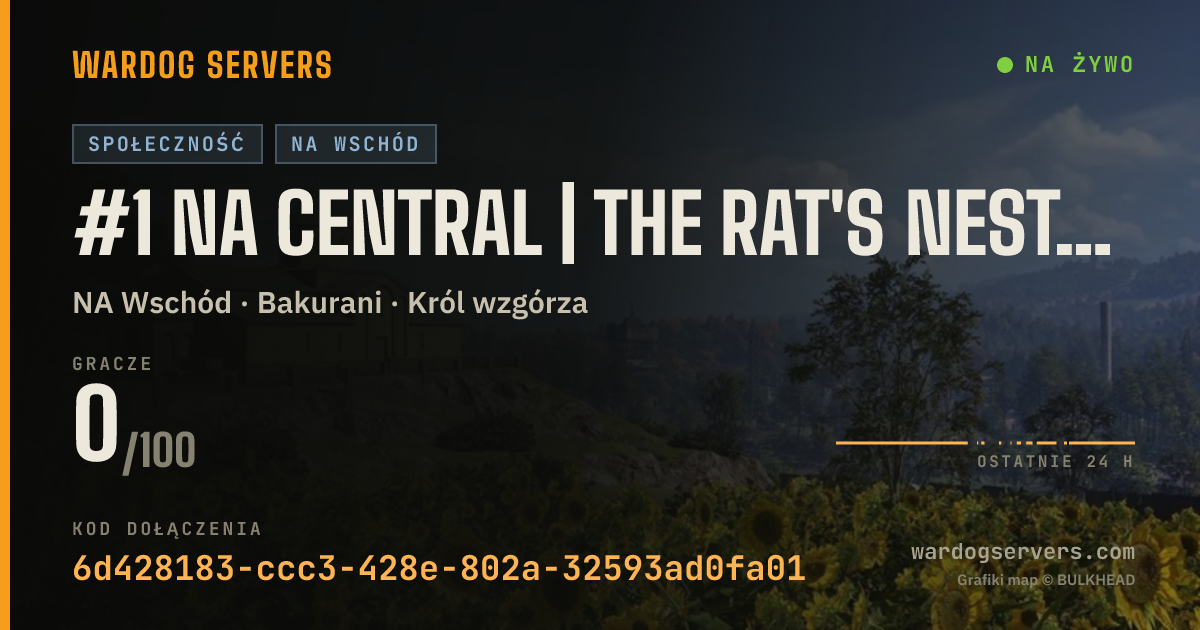 Baner ze statusem na żywo: #1 NA Central | The Rat's Nest | discord.gg/dJXJqJcqWN
