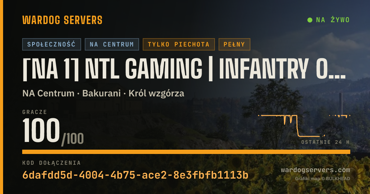 Baner ze statusem na żywo: [NA 1] NTL Gaming | Infantry Only | discord.gg/NTLGaming