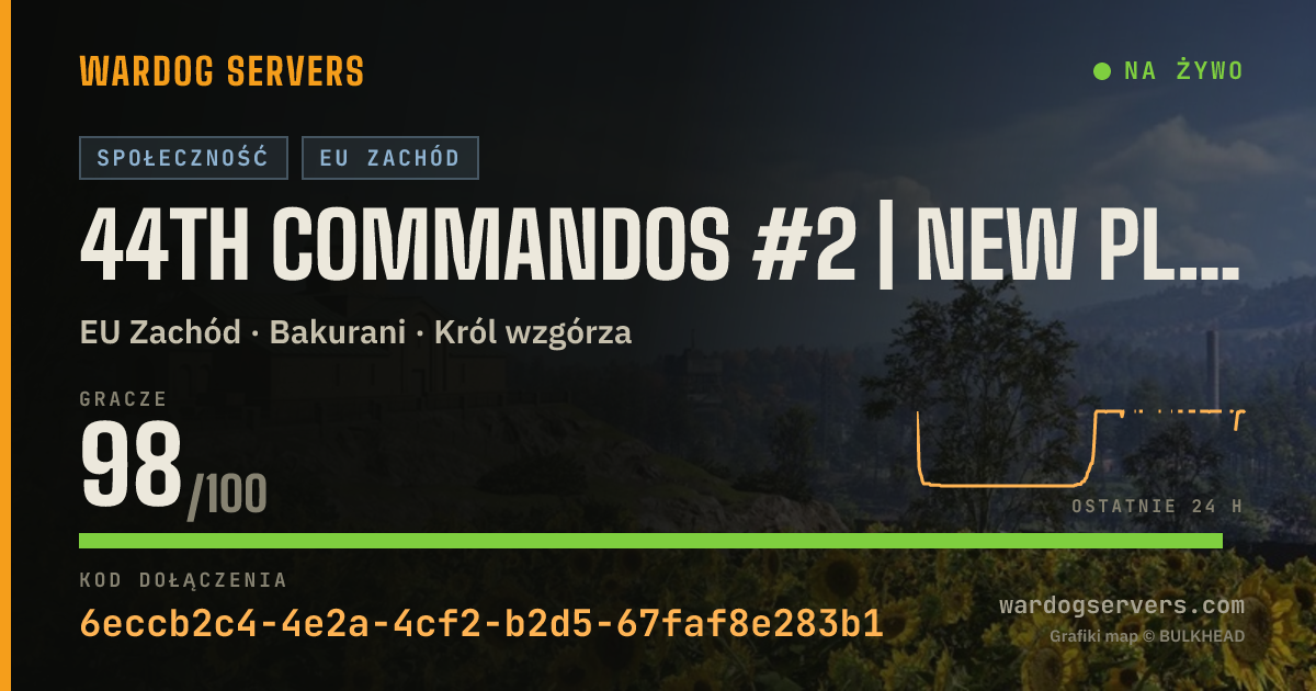 Baner ze statusem na żywo: 44th Commandos #2 | New Player Friendly | discord.gg/44thwardogs