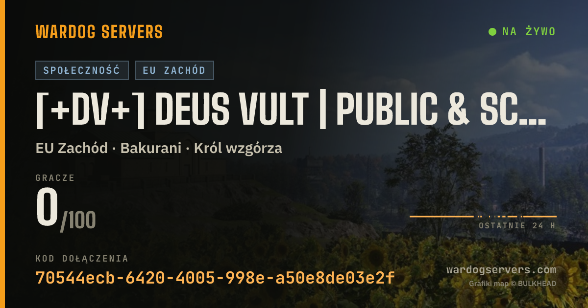 Baner ze statusem na żywo: [+DV+] DEUS VULT | Public & Scrims | RECRUITING FOR COMPETITIVE