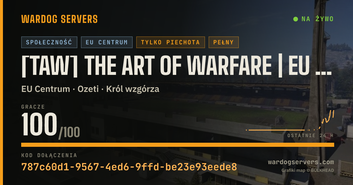 Baner ze statusem na żywo: [TAW] The Art of Warfare | EU Central | Vanilla | 24/7 Infantry
