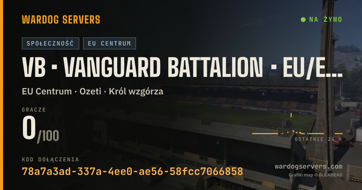 Baner ze statusem na żywo: VB • VANGUARD BATTALION • EU/ENG • ACTIVE ADMINS