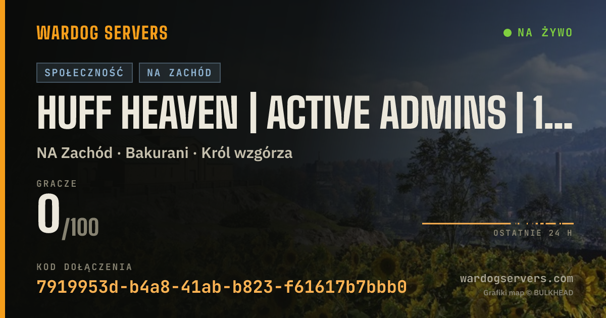 Baner ze statusem na żywo: huff heaven | Active Admins | 1v1v1 AND 50v50