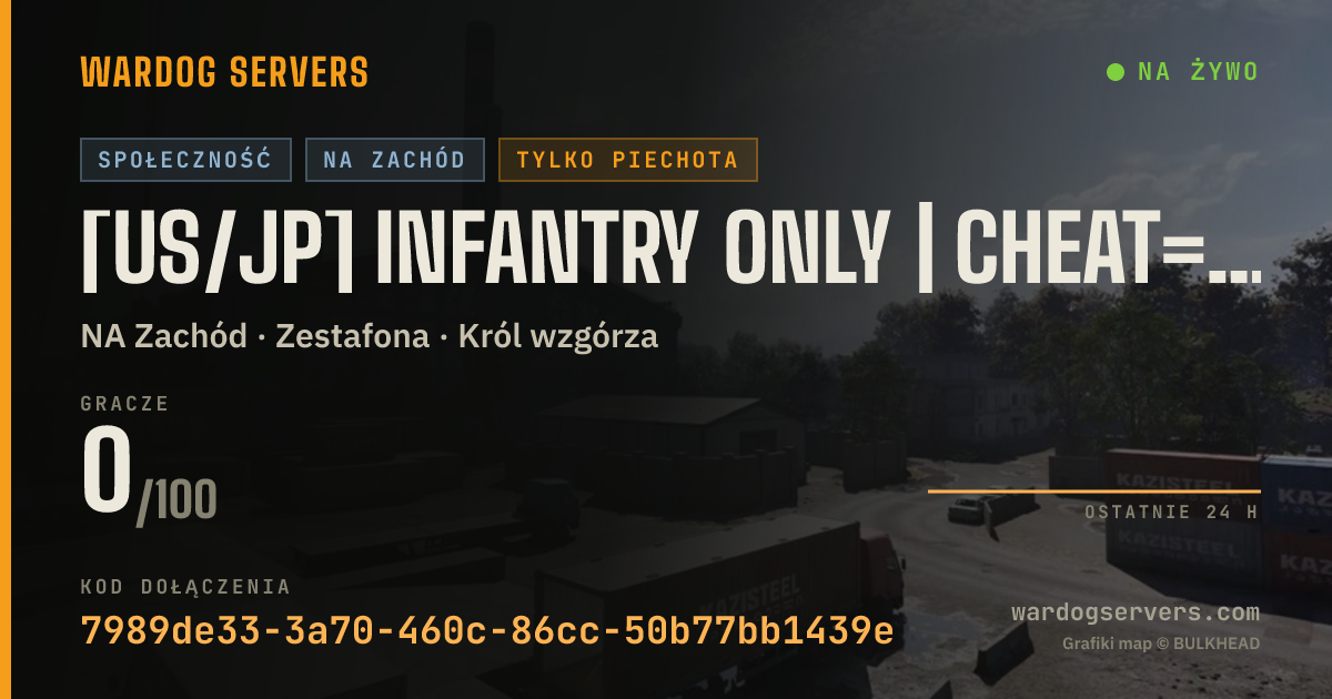 Baner ze statusem na żywo: [US/JP] INFANTRY ONLY | CHEAT=AUTO-BAN | No Skill Kicks | EN/JP