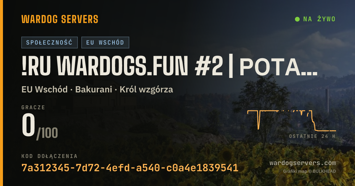 Baner ze statusem na żywo: !RU wardogs.fun #2 | Ротация | Статистика