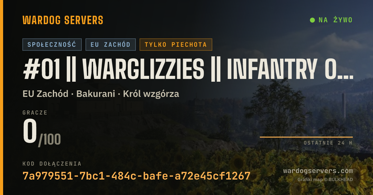 Baner ze statusem na żywo: #01 || WARGLIZZIES || INFANTRY ONLY || ALL SIZES WELCOME