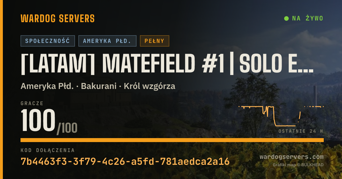 Baner ze statusem na żywo: [LATAM] MATEFIELD #1 | SOLO ESPAÑOL | discord.gg/matefield
