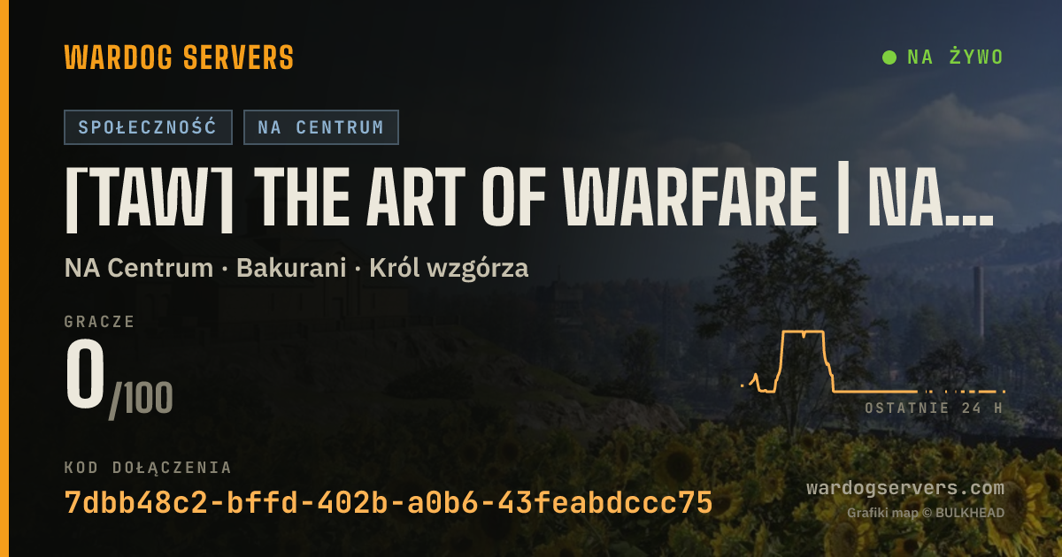 Baner ze statusem na żywo: [TAW] The Art of Warfare | NA Central | 24/7 Infantry Only