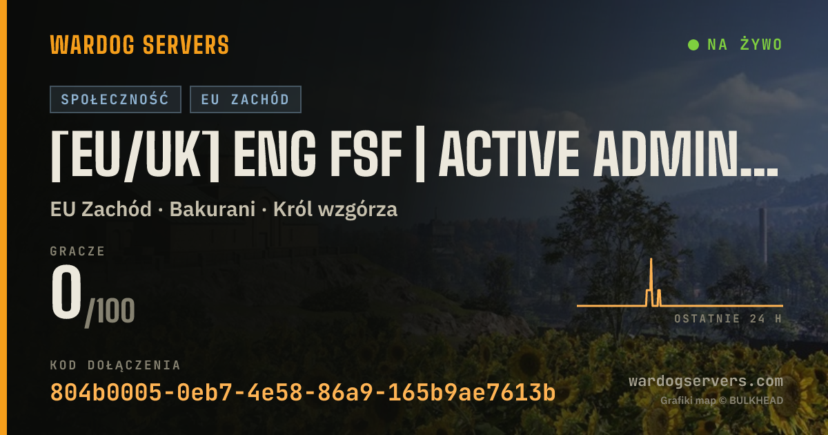 Baner ze statusem na żywo: [EU/UK] ENG FSF | Active Admins | Long Matches | No Rain