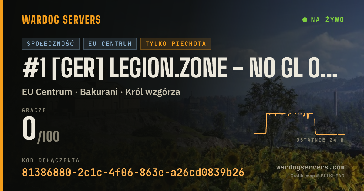 Baner ze statusem na żywo: #1 [GER] LEGION.ZONE - NO GL OR ARMED VEHICLES