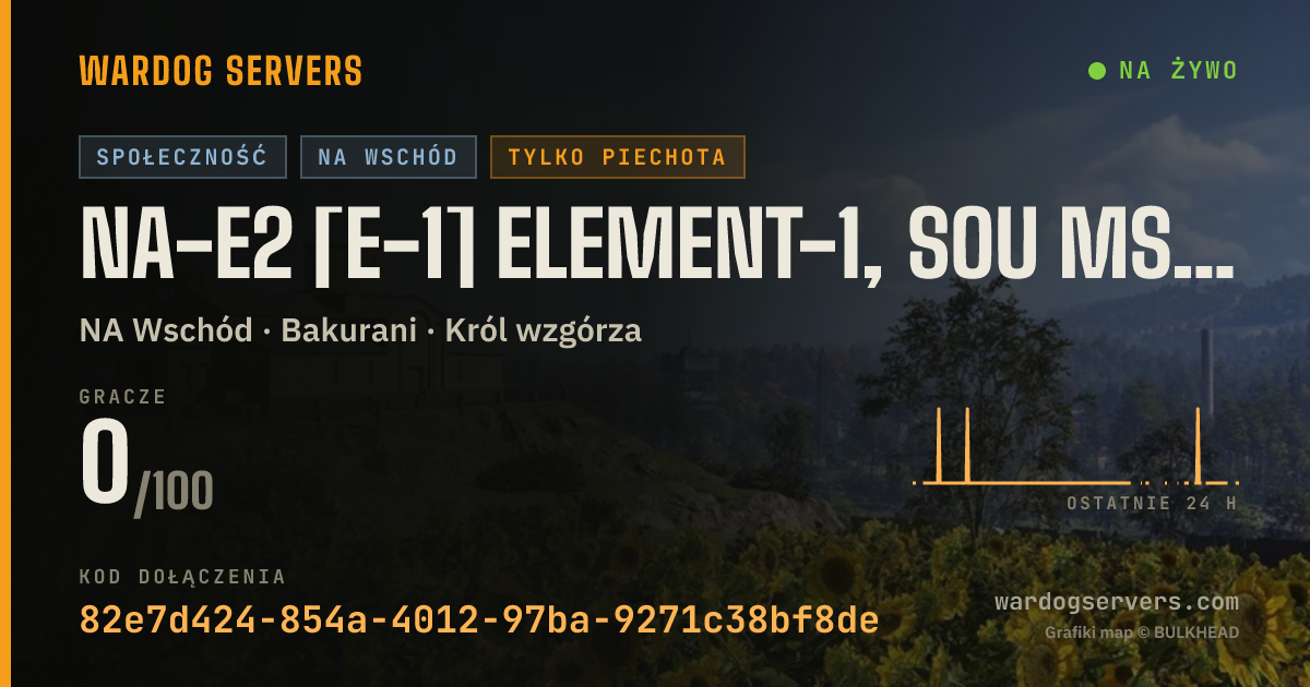 Baner ze statusem na żywo: NA-E2 [E-1] ELEMENT-1, SOU MSS → INFANTRY ONLY | 50v50