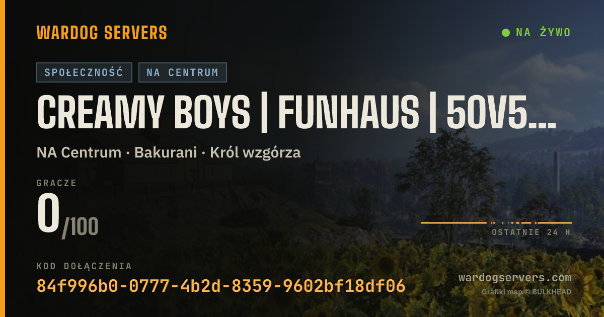 Baner ze statusem na żywo: CREAMY BOYS | FUNHAUS | 50v50 | ACTIVE ADMINS