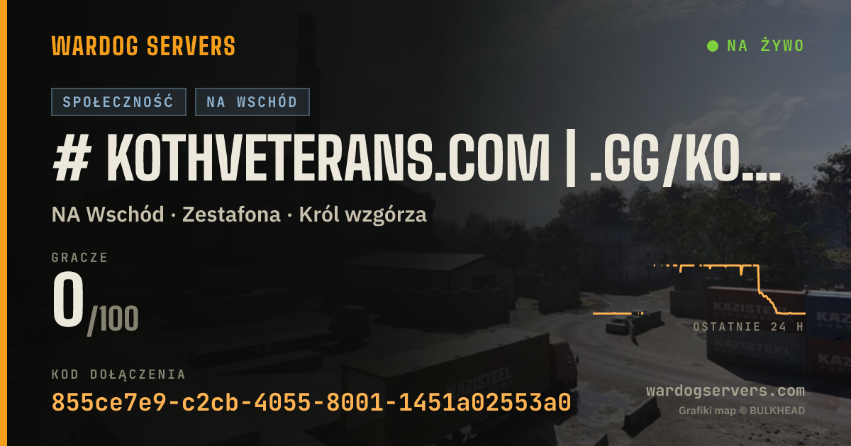 Baner ze statusem na żywo: # KOTHVeterans.com | .gg/kothveterans | NA1 | LVL 30 MAX