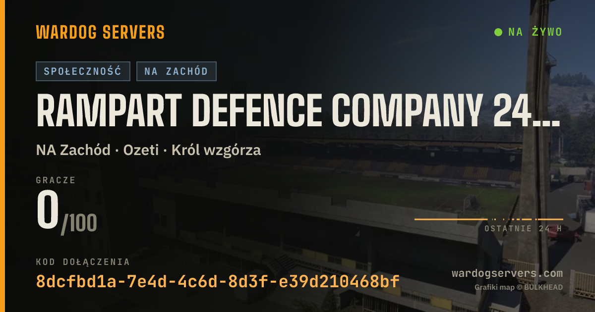 Baner ze statusem na żywo: Rampart Defence Company 24/7 Rain