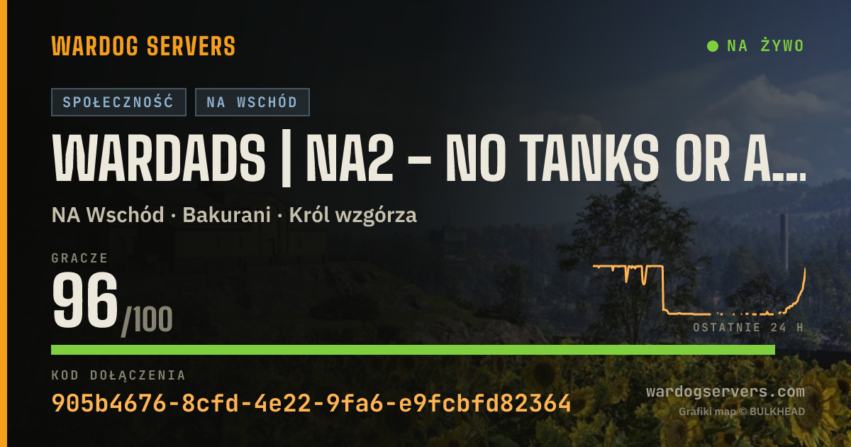 Baner ze statusem na żywo: WARDADS | NA2 - NO TANKS OR AIR ASSAULT VEHICLES