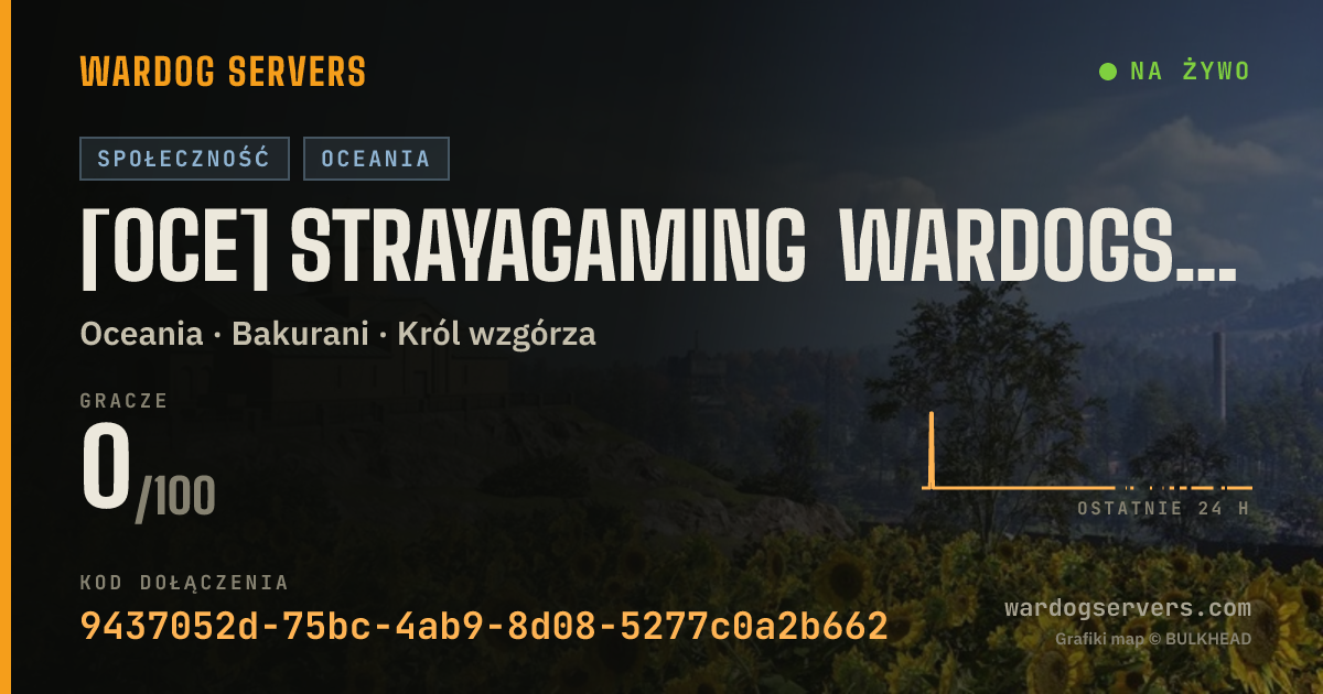 Baner ze statusem na żywo: [0CE] Strayagaming Wardogs | discord.gg/strayagaming