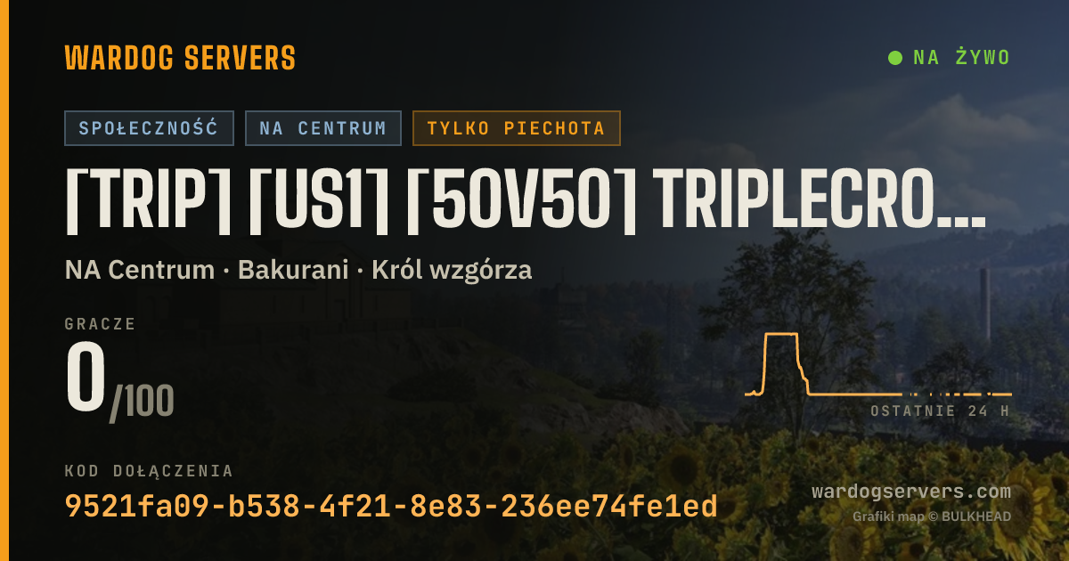 Baner ze statusem na żywo: [TRIP] [US1] [50v50] triplecrown.gg | LIVE LEADERBOARD