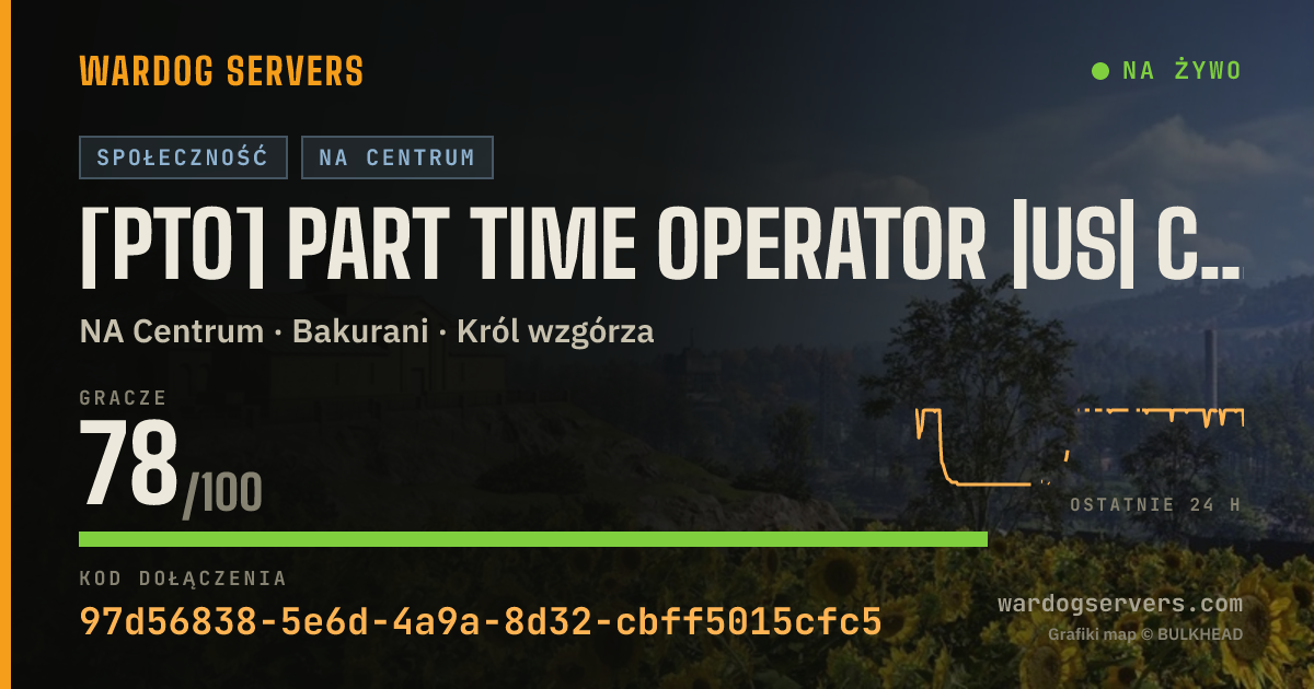 Baner ze statusem na żywo: [PTO] PART TIME OPERATOR |US| CENTRAL 100 PLAYER