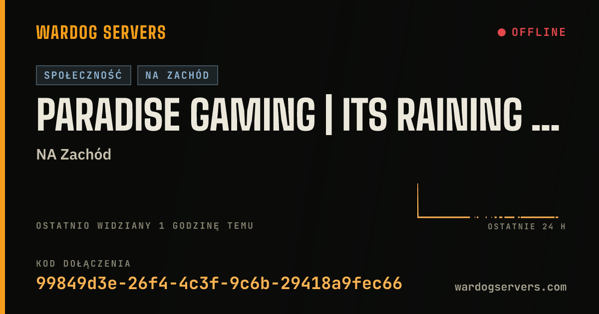 Baner ze statusem na żywo: PARADISE GAMING | ITS RAINING MEN | INFANTRY ONLY
