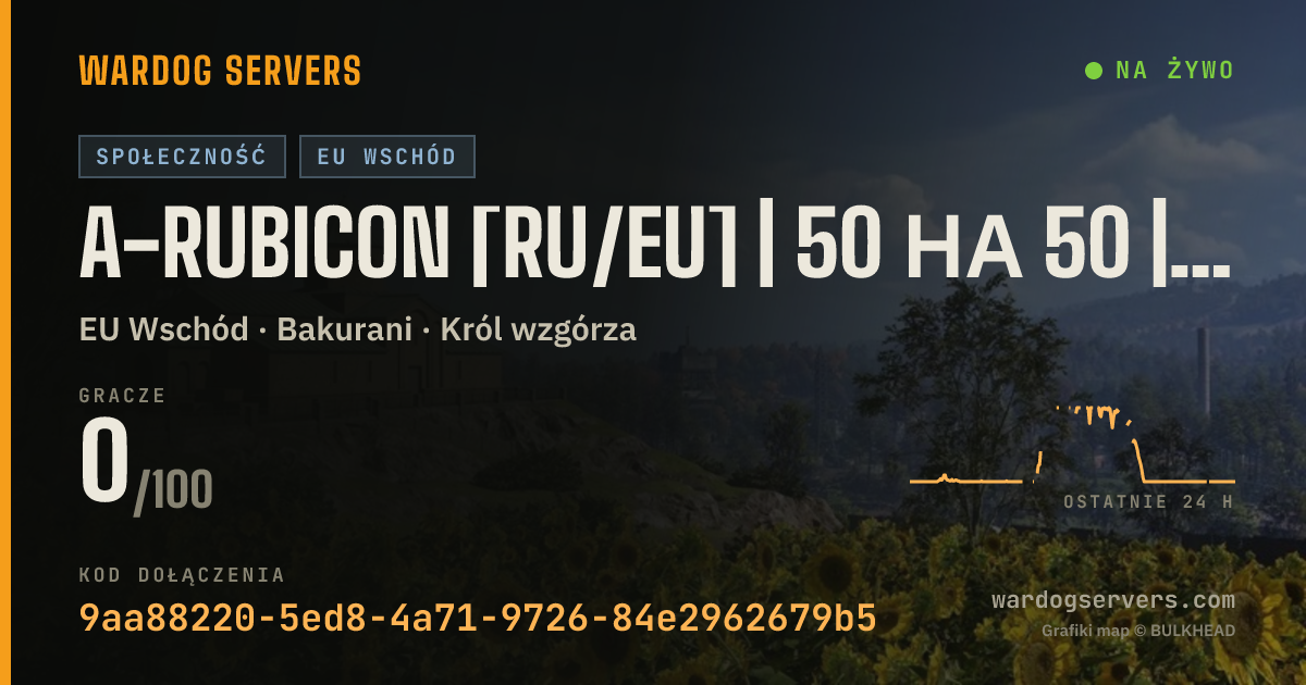 Baner ze statusem na żywo: A-RUBICON [RU/EU] | 50 на 50 | wardogs-rubicon.com/discord