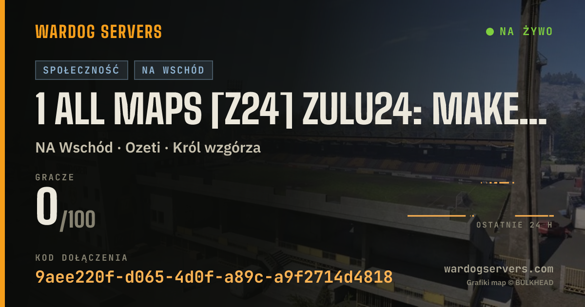 Baner ze statusem na żywo: 1 ALL MAPS [Z24] ZULU24: MAKES MOVES OR DIE. https://discord.gg/
