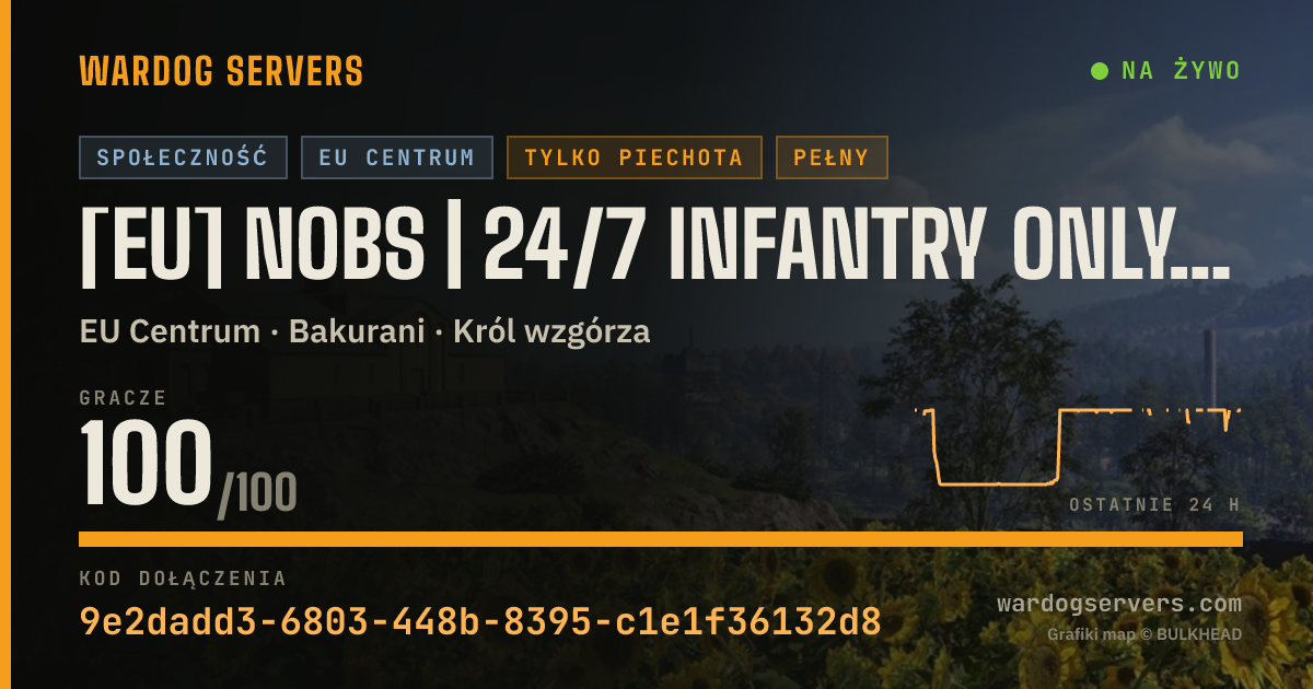 Baner ze statusem na żywo: [EU] NoBS | 24/7 Infantry Only | Discord.gg/NoBS | Max 180ms