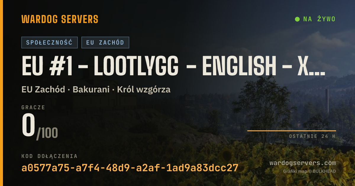 Baner ze statusem na żywo: EU #1 - LootlyGG - ENGLISH - XP BONUS - ACTIVE STAFF