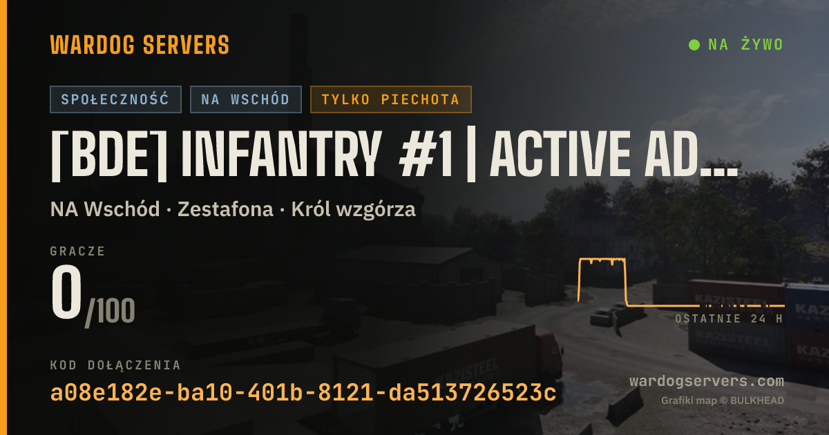Baner ze statusem na żywo: [BDE] Infantry #1 | Active Admins | discord.gg/bigdrill