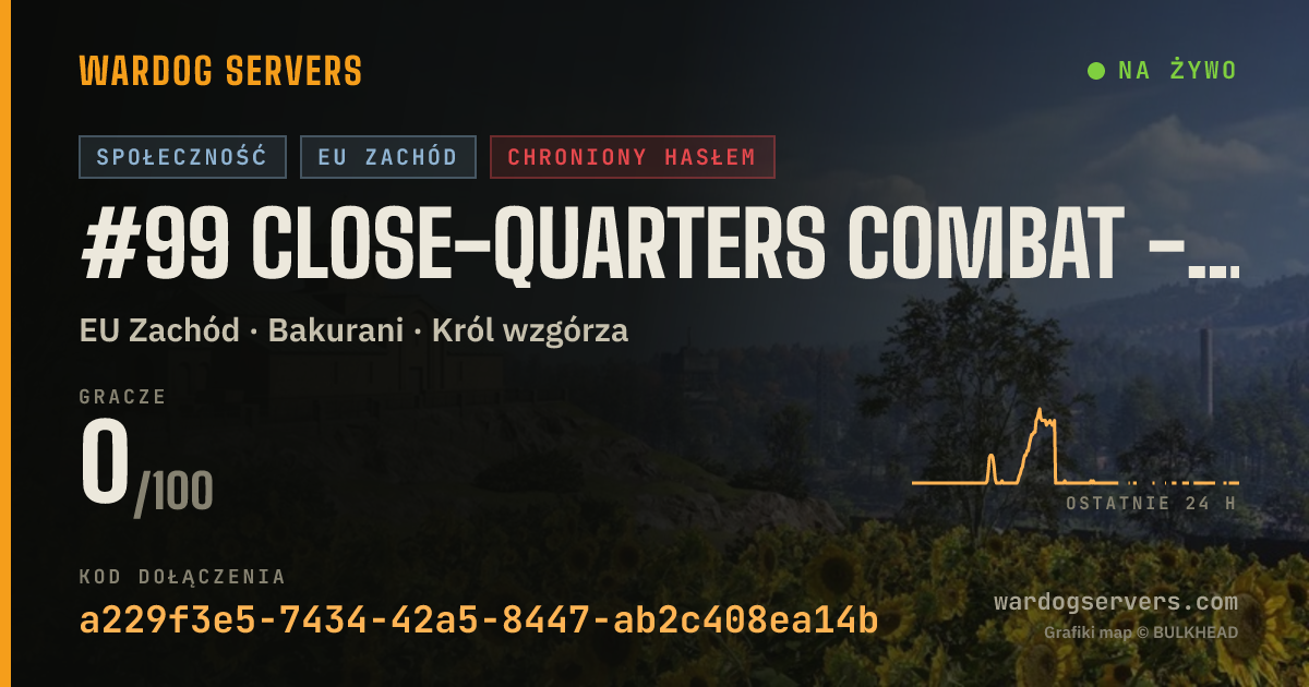 Baner ze statusem na żywo: #99 Close-Quarters Combat - Free Fighting - European Server Infa