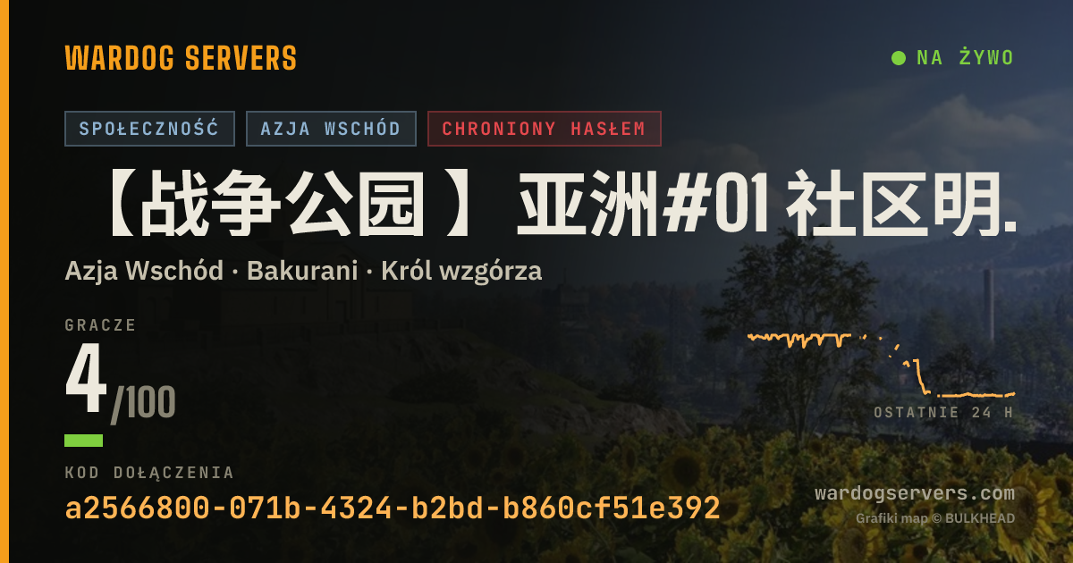 Baner ze statusem na żywo: 【战争公园 】亚洲#01 社区明星服务器 认准唯一QQ群69778645