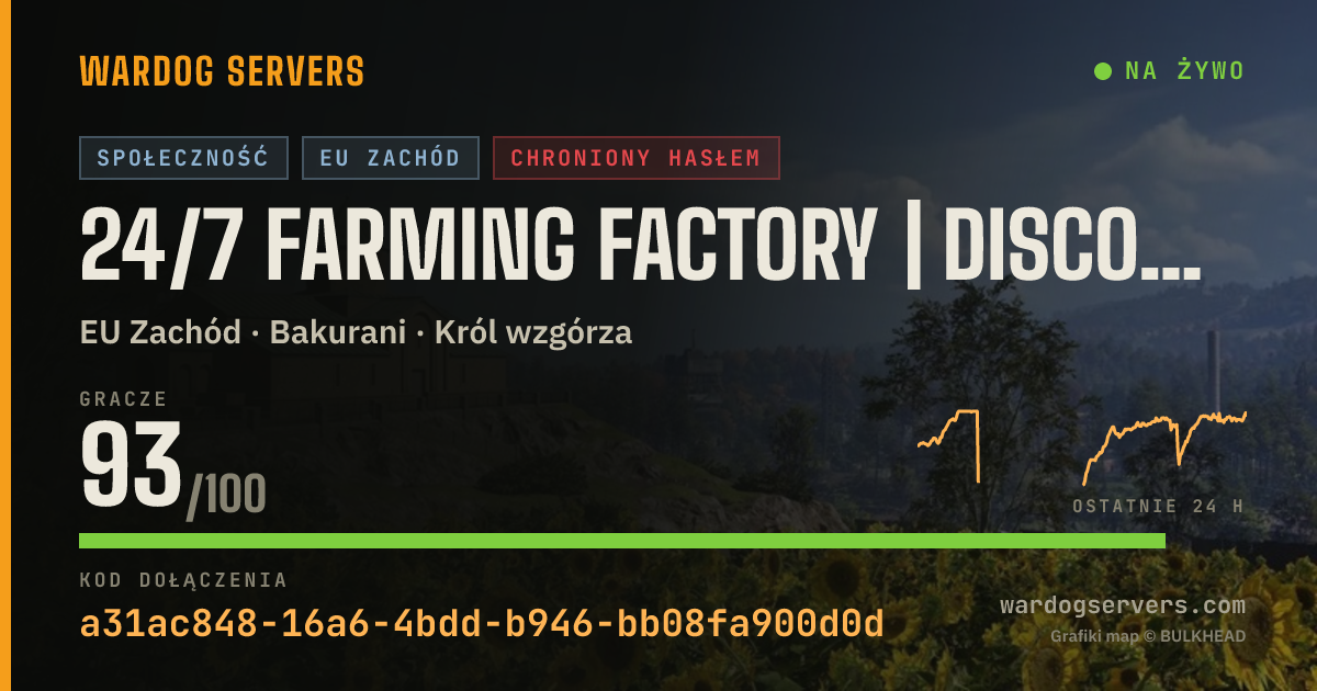 Baner ze statusem na żywo: 24/7 Farming Factory | discord.gg/gXSNme5TRG