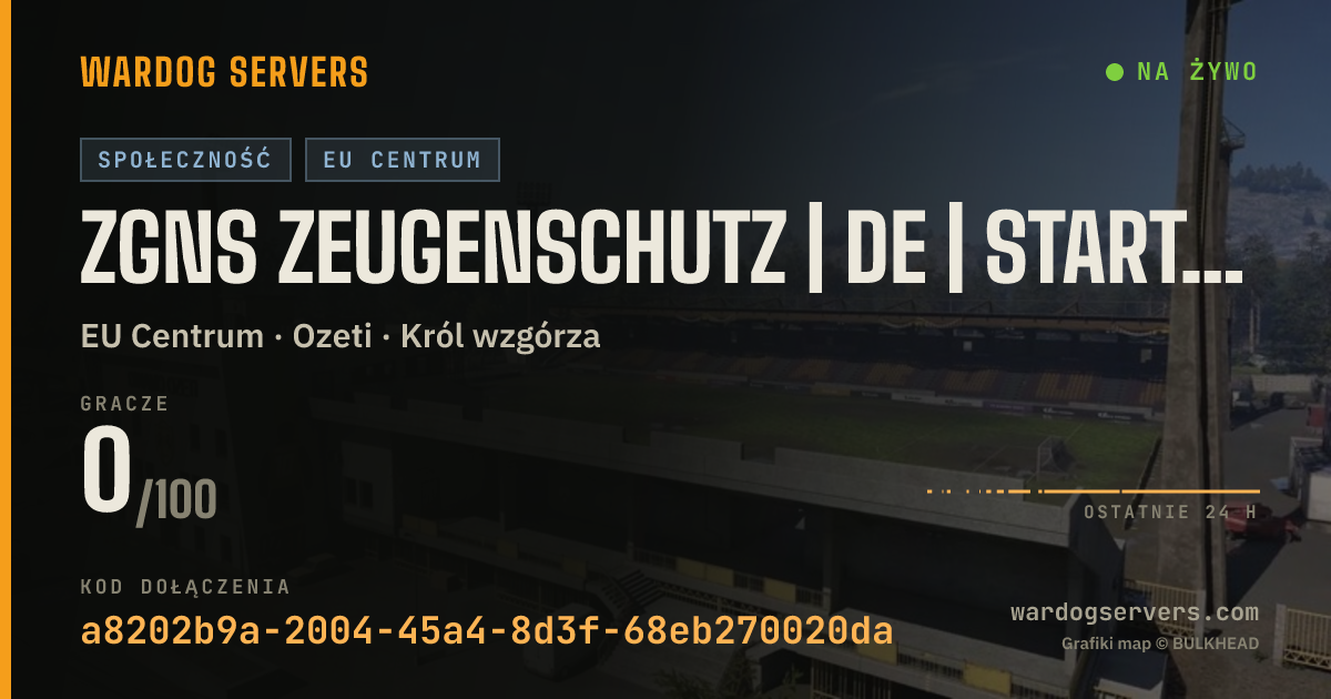 Baner ze statusem na żywo: ZGNS Zeugenschutz | DE | Start @ 20 Spieler