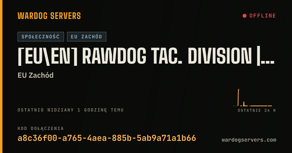 Baner ze statusem na żywo: [EU\EN] Rawdog Tac. Division | Infantry only | Max level 50 | 20