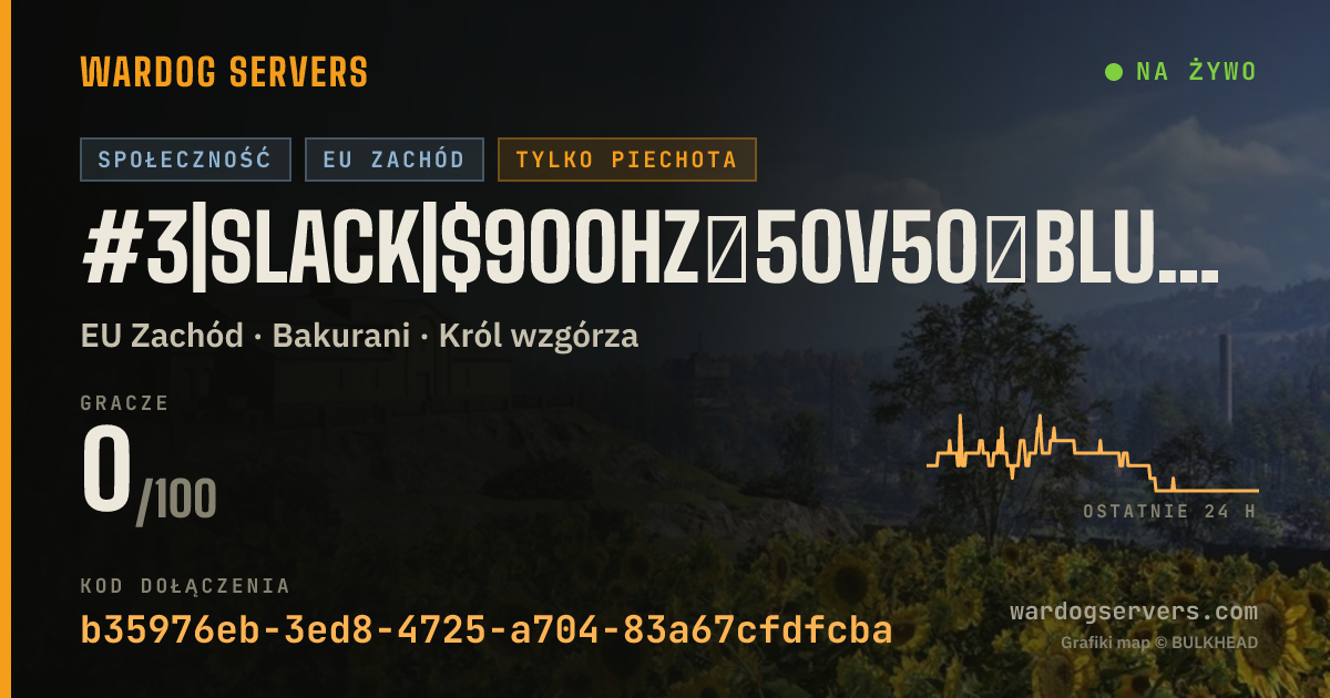 Baner ze statusem na żywo: #3|SLACK|$900HZ★50v50★BLUE🆅GREEN★NO SNIPERS/DMRs