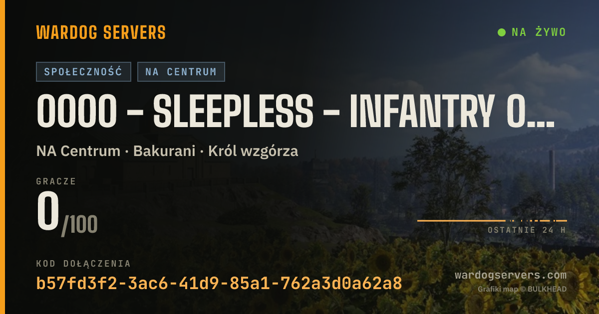 Baner ze statusem na żywo: 0000 - Sleepless - Infantry Only - https://discord.gg/CUeHUmc