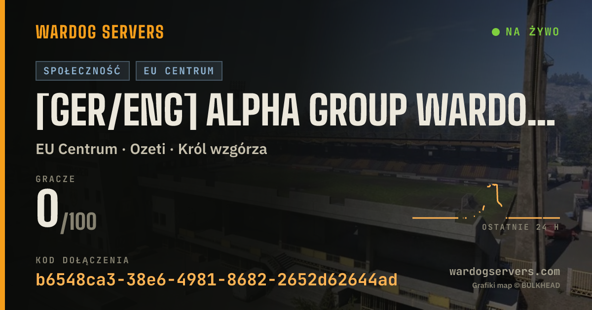 Baner ze statusem na żywo: [GER/ENG] ALPHA GROUP WARDOGS | JOIN OUR DISCORD.GG/ALPHAGROUP