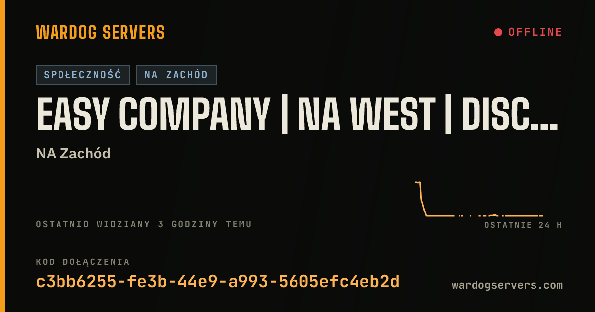 Baner ze statusem na żywo: EASY Company | NA WEST | discord.gg/easycompany