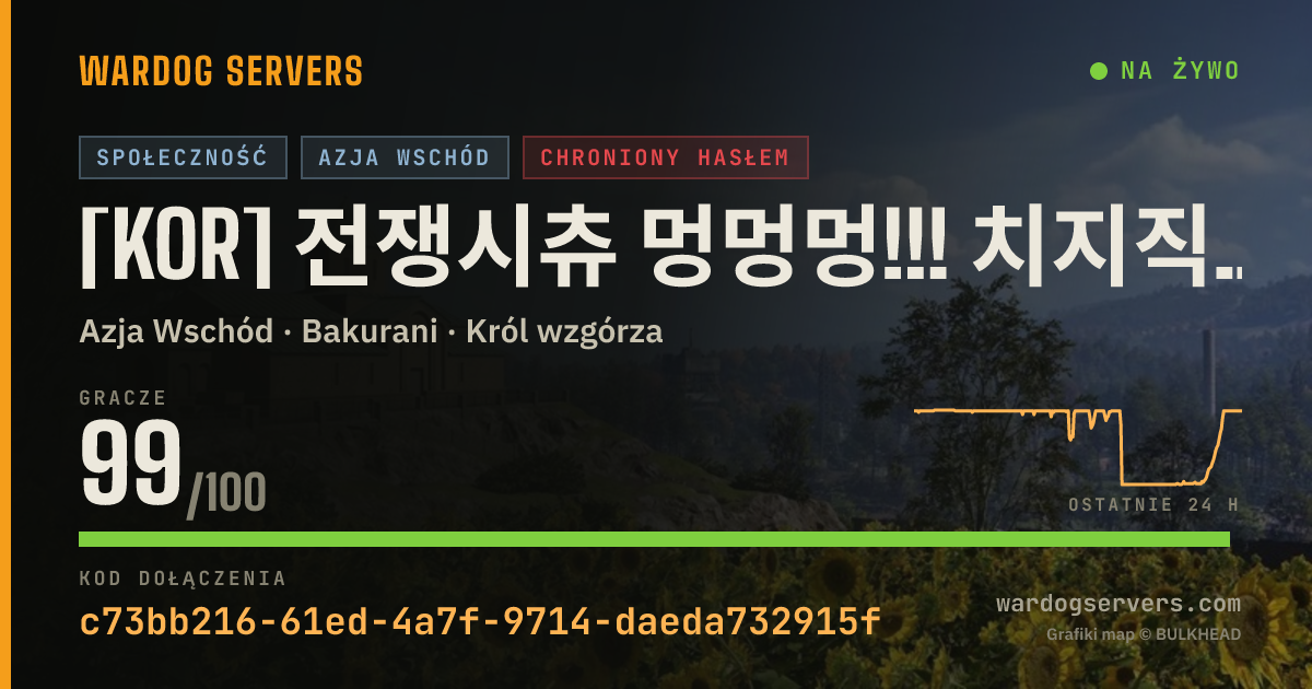 Baner ze statusem na żywo: [KOR] 전쟁시츄 멍멍멍!!! 치지직 와앙이 호스팅 (디코확인)