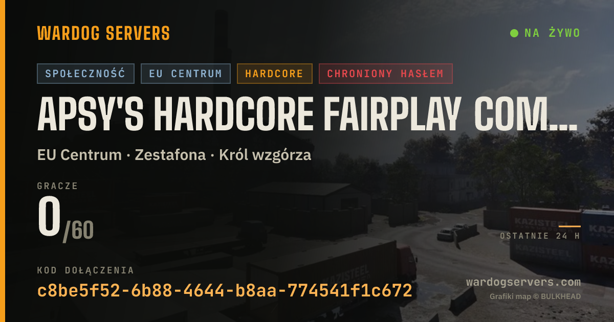 Baner ze statusem na żywo: APSy's Hardcore Fairplay Community Server