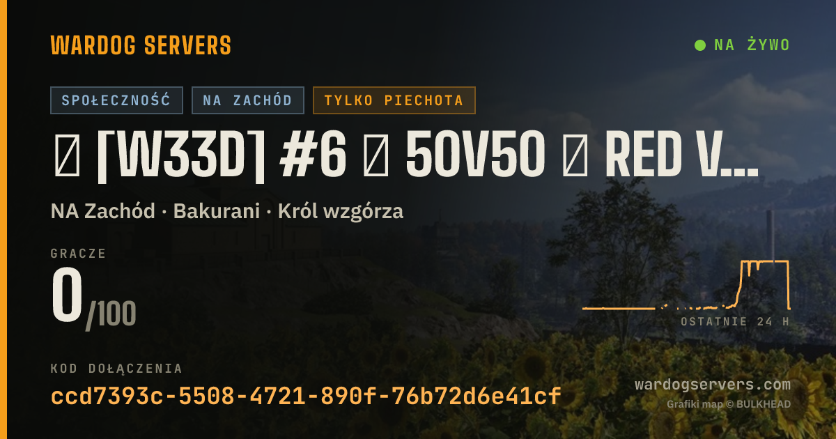 Baner ze statusem na żywo: ★ [W33D] #6 ★ 50v50 ★ RED vs GREEN ★ Wardogs.host