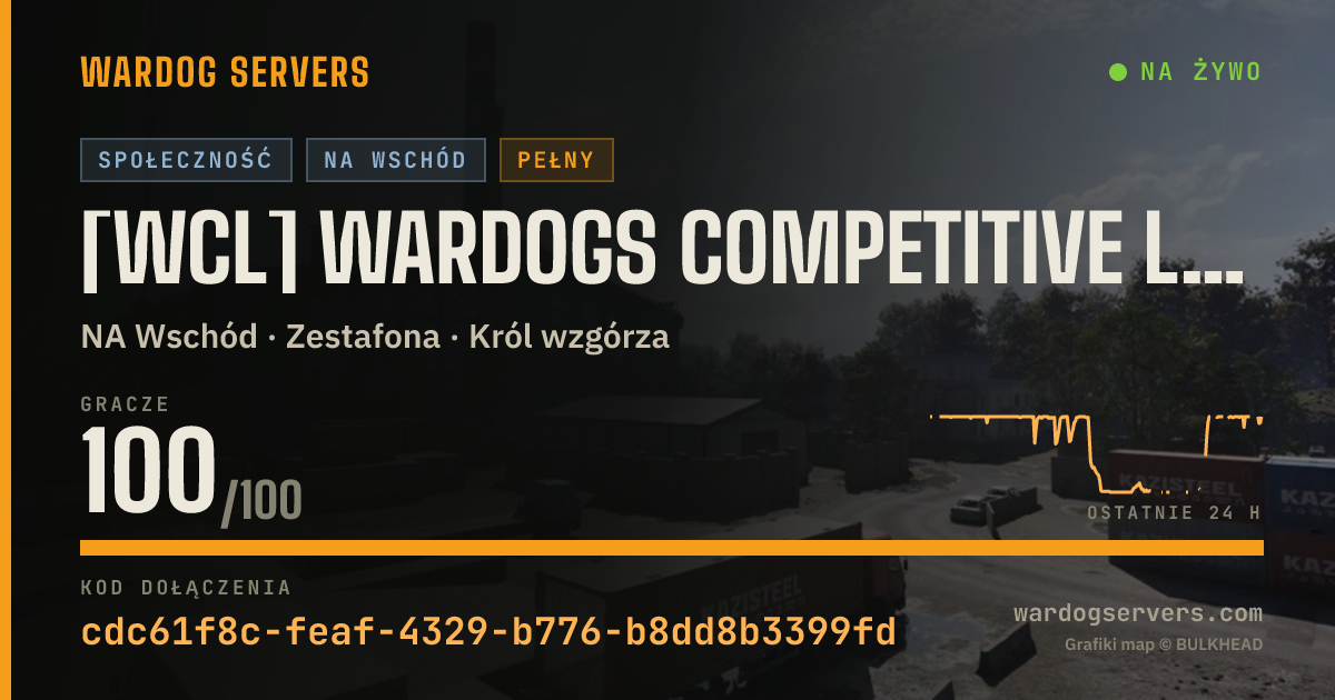 Baner ze statusem na żywo: [WCL] WARDOGS Competitive League | DISCORD.GG/cjb9qgKPP6