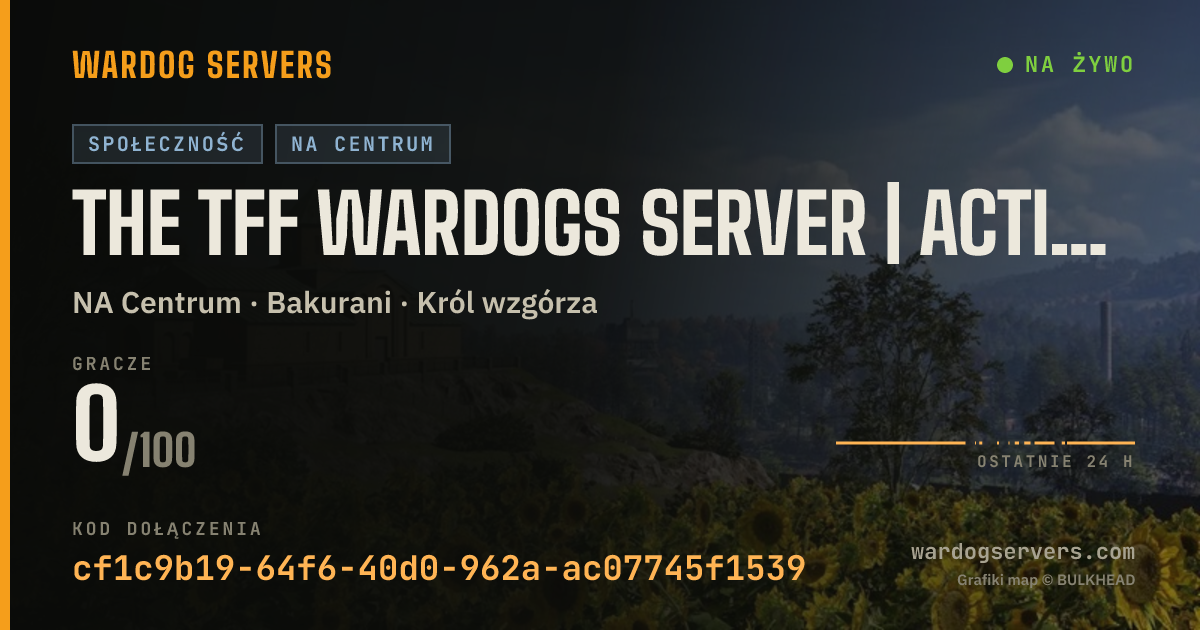 Baner ze statusem na żywo: The TFF WARDOGS SERVER | Active Admins