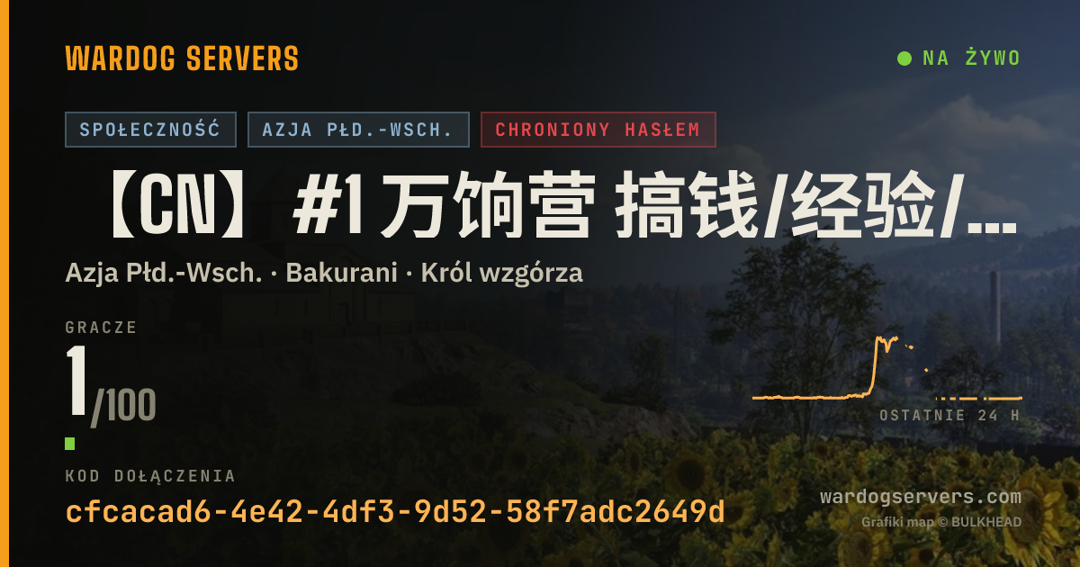 Baner ze statusem na żywo: 【CN】#1 万饷营 搞钱/经验/金钱/赚钱 土木赚钱服 进群免费获得密码1130626834 龟壳进攻/区域对射