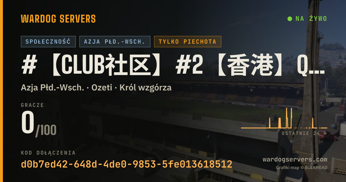 Baner ze statusem na żywo: #【Club社区】#2【香港】QQ群1102650986|轻步战土木（允许免费武器及C4）·禁止武装载具|Oopz:008116
