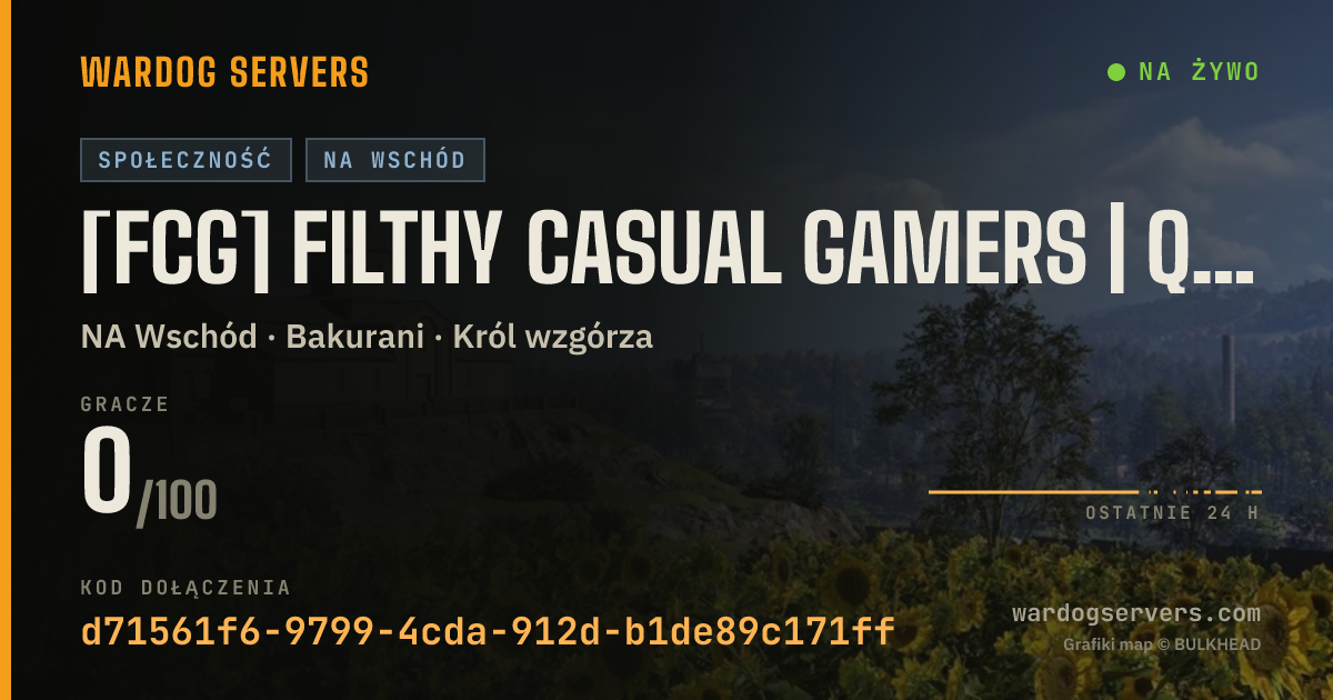 Baner ze statusem na żywo: [FCG] Filthy Casual Gamers | Quick Match • Stats • Ranks • Event