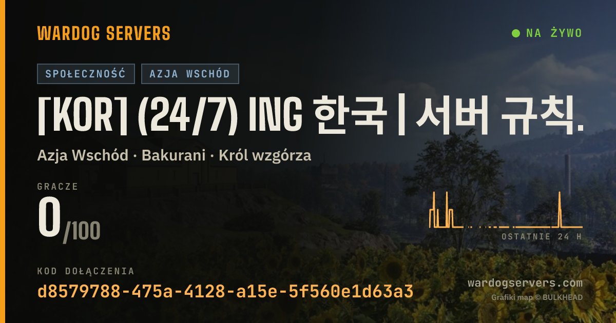 Baner ze statusem na żywo: [KOR] ING | 서버 규칙 숙지 디코QR / 비번 팔빵팔빵