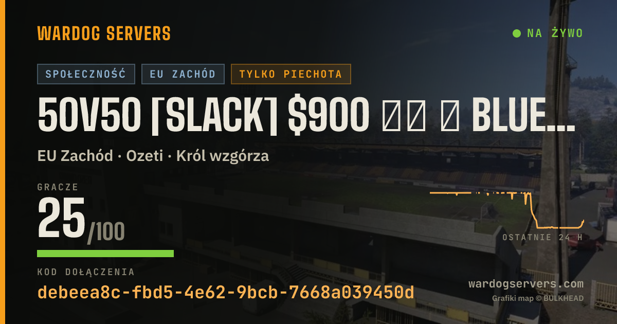 Baner ze statusem na żywo: 50v50 [SLACK] $900 ⒽⓏ ★ BLUE🆅🆂GREEN ★ RAIN