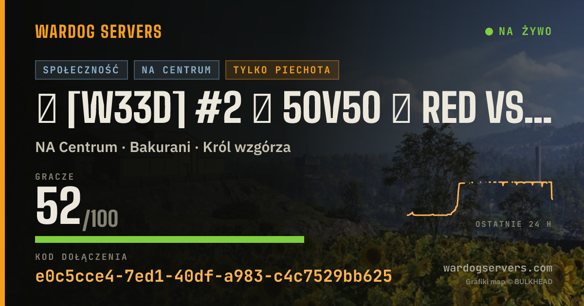 Baner ze statusem na żywo: ★ [W33D] #2 ★ 50v50 ★ RED vs GREEN ★ Wardogs.host